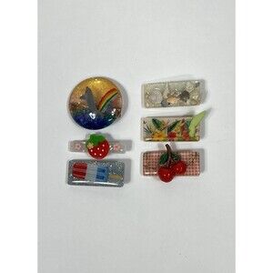 Bundle Of 6 Summertime Hair Clips! Dolphin, Cherry, Tropical, Shells, Popsicle!